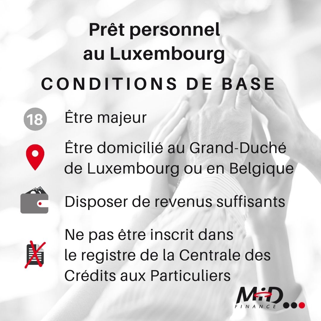 Conditions pour obtenir un prêt personnel Luxembourg